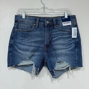 NWT Old Navy High Rise OG Straight 3" Inseam Distressed Denim Shorts Size 8
